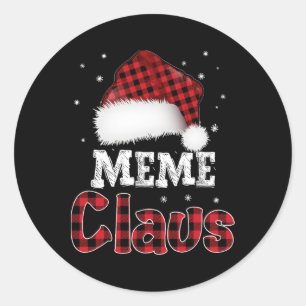 Sticker Rond Mème Claus Noël Red Plaid Pajama Family Match