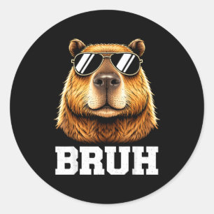 Sticker Rond Meme de capybara bruh drôle énergie de capybara dé