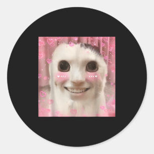 Sticker Rond Mème de chat Ahh Drôle Enfermé Weirdore Drôle Mème