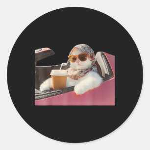 Sticker Rond Mème de chat au volant de rage me consume Humour i