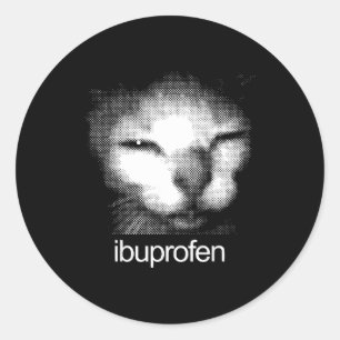 Sticker Rond Mème de chat drôle ibuprofène Rétro visage de chat