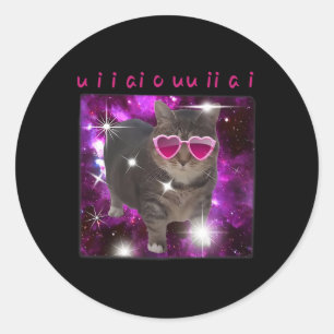 Sticker Rond Mème de chat drôle Saint-Valentin Amoureux de chat