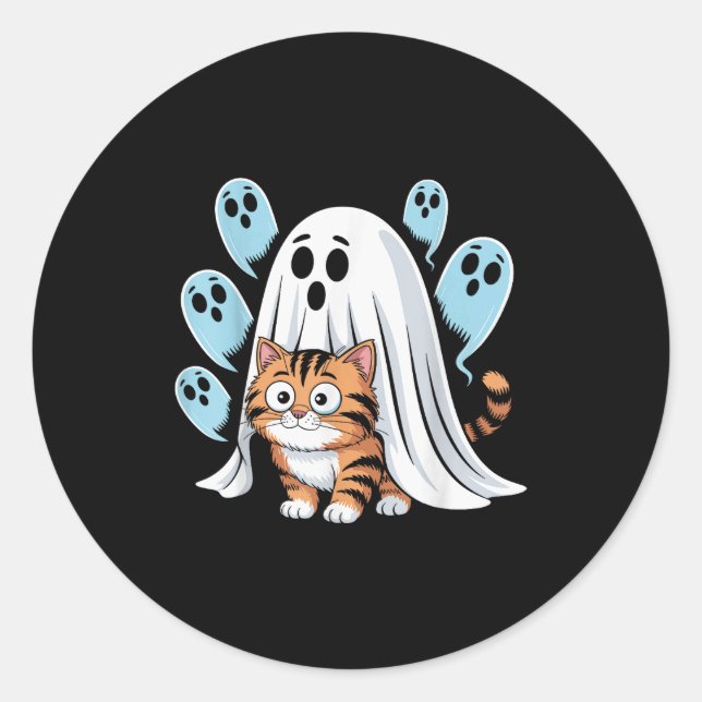 Sticker Rond Mème de chat drôle Soky Halloween minou  (Devant)