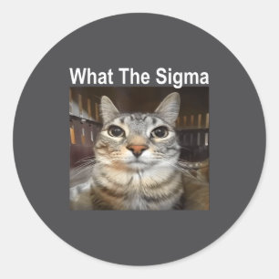 Sticker Rond Mème de chat drôle What The Sigma Citation de mème