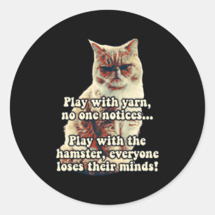 Sticker Rond Mème de chat en colère drôle pour les personnes de