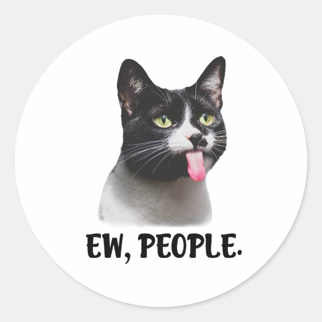 Sticker Rond Meme de chat mignon Ew People (Devant)