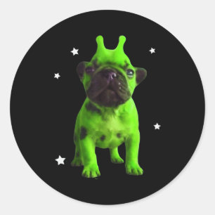 Sticker Rond Mème de Chien Alien Rétro Drôle de Chien Espace Vi