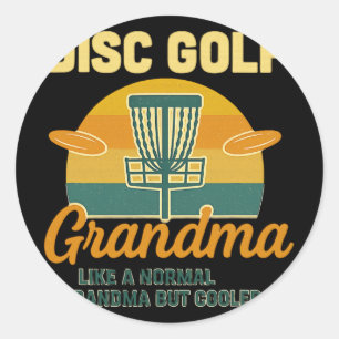 Sticker Rond Mémé de disc golf plus cool que les petits-enfants