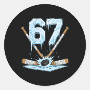 Sticker Rond Mème de hockey drôle 67 6-7 Six Sept Génération Al