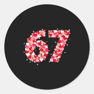 Sticker Rond Meme de la Saint-Valentin 67 avec des cœurs drôle