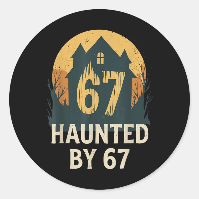 Sticker Rond Mème de maison hantée effrayant 67 Humour mathémat (Devant)