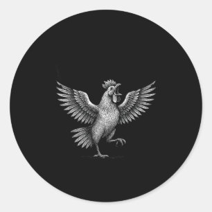 Sticker Rond Mème de poulet Caquètement Citations drôles Humour