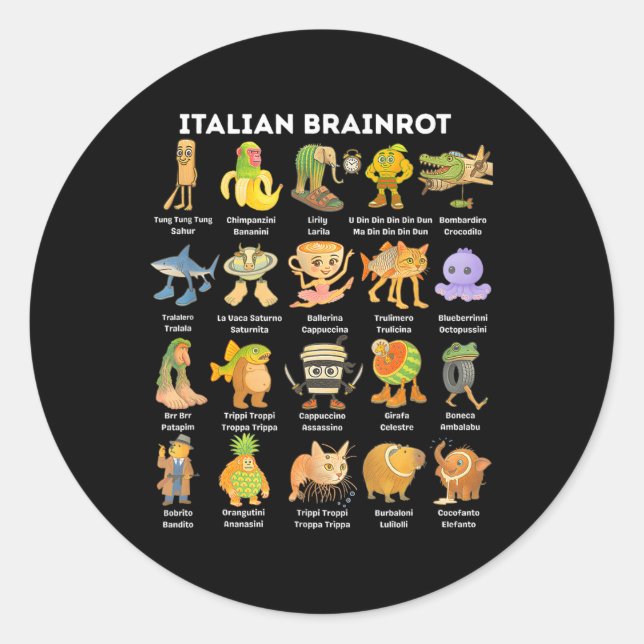 Sticker Rond Mème de pourriture cérébrale italienne pour enfant (Devant)
