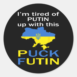 Sticker Rond Mème de Puck Futin Fier de la carte de l'Ukraine D