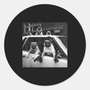 Sticker Rond Mème de pug drôle chien gangster style de rue pug