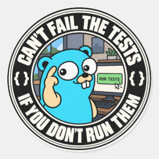 Sticker Rond Mème de test de Gopher Golang