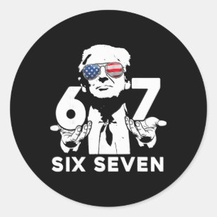 Sticker Rond Mème drôle 67 Six Sept Trump