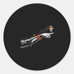 Sticker Rond Mème drôle de doigt de main pointant basket-ball