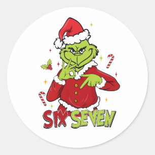Sticker Rond Mème drôle de Noël Six Sept   Viral 6 7 Significat