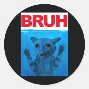 Sticker Rond Mème drôle de salutation frère Bruh pour adolescen