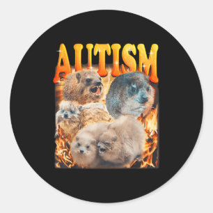 Sticker Rond Mème drôle Woodchucks Groundhogs Autistique Autism