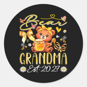 Sticker Rond Mémé Est 2027 Nœud Papillon Floral Fête Des Mères
