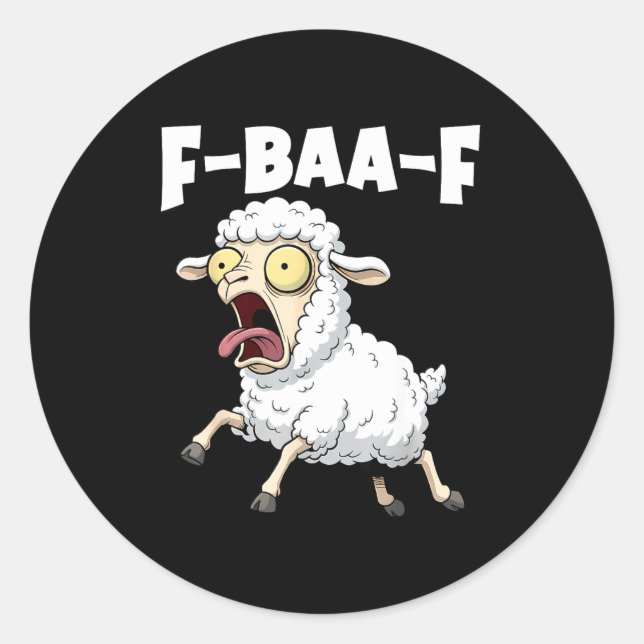 Sticker Rond Meme F-baa-f – Graphique de mème drôle qui hurle  (Devant)