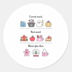 Sticker Rond Mème Halloween Humeur actuelle Thanksgiving Noël
