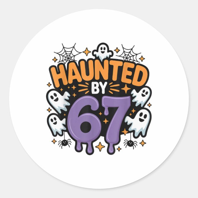 Sticker Rond Mème hanté 67 Six Sept 6-7 Blague drôle d'Internet (Devant)
