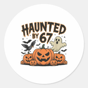 Sticker Rond Mème hanté 67 Six Sept 6-7 Blague drôle d'Internet