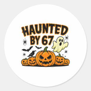 Sticker Rond Mème hanté 67 Six Sept 6-7 Blague drôle d'Internet