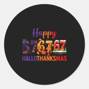 Sticker Rond Mème Hugvyn Six Sept 67 Hallothanksmas Halloween