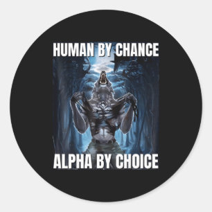 Sticker Rond Mème loup drôle humain par hasard