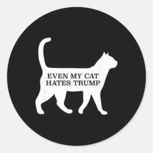 Sticker Rond Même mon chat déteste Trump