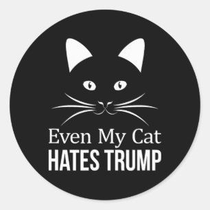 Sticker Rond Même mon chat déteste Trump -
