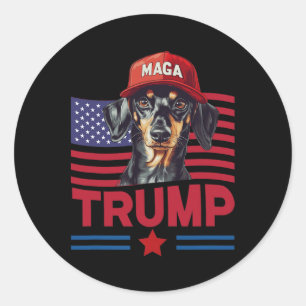Sticker Rond Même mon chien aime Trump Dachshund Mega Casquette