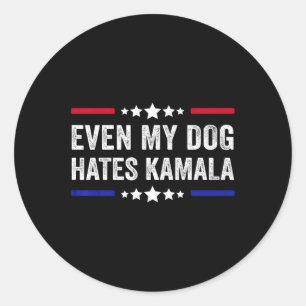 Sticker Rond Même Mon Chien déteste le drapeau américain Kamala