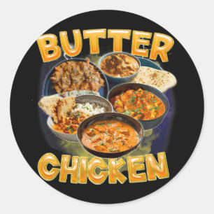Sticker Rond Meme Poulet au Beurre Cuisine Indienne Murgh Makha