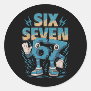 Sticker Rond Mème pour enfants 67 Six Sept 6 7 Brainrot italien
