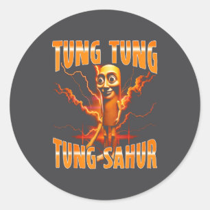 Sticker Rond Mème surréaliste italien Brainrot Tung Tung Tung S