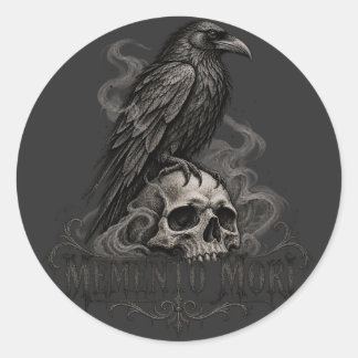 Sticker Rond Mémento de crâne de corbeau