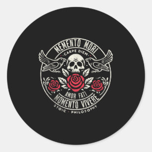 Sticker Rond Memento Mori, Amor Fati, Philosophie De Citation S