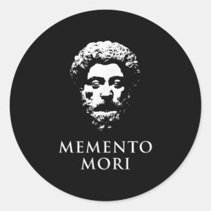 Sticker Rond Memento Mori Avec Marcus Aurelius Head