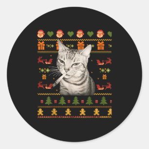 Sticker Rond Mèmes de chats qui fument drôles pour les sweaters