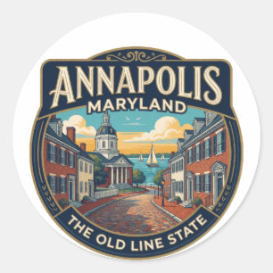 Sticker Rond Mémoire de voyage historique à Annapolis Maryland