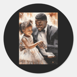 Sticker Rond Mémoires Mélodiques - Fille Noire Dansant Avec Sa