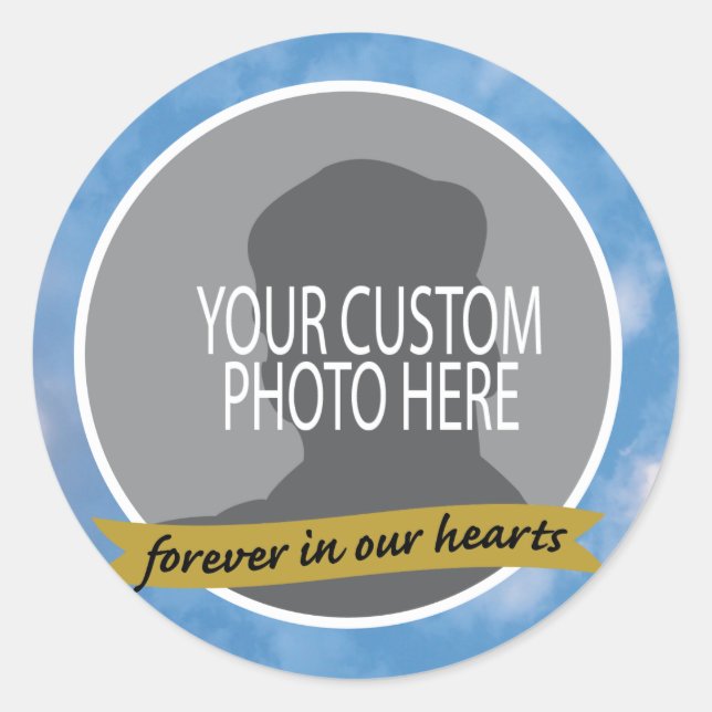 Sticker Rond Memorial Forever avec la frontière du ciel photo p (Devant)