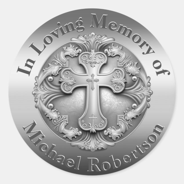 Sticker Rond Mémorial personnalisé avec croix (Devant)