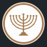 Sticker Rond Menorah<br><div class="desc">Il s'agit d'une Menorah en bronze,  symbole juif traditionnel,  pour Hanoukka ou toute occasion.</div>