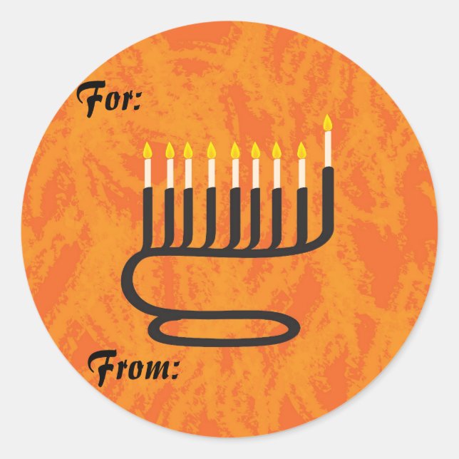 Sticker Rond Menorah, étiquettes-cadeaux (Devant)